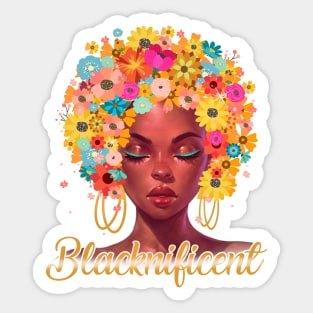 BLACKNIFICENT Beautiful Floral Anime girl Sticker